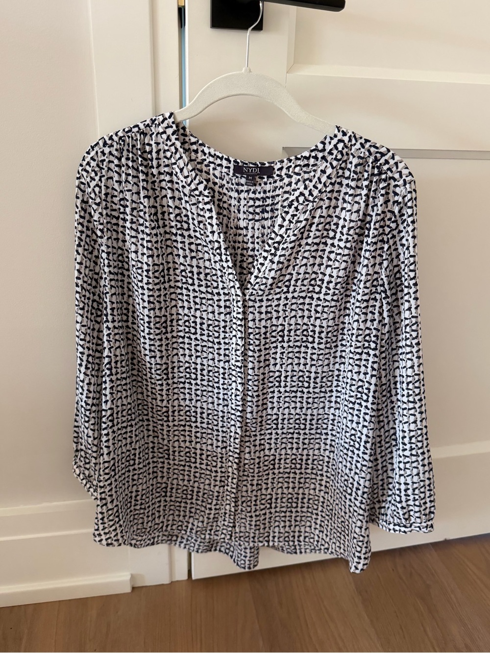 NYDJ Black & White Printed Button-Front Blouse